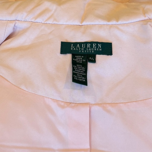 NWT Lauren Ralph Lauren soft baby pink quilted puffer vest with belt. Women’s PL - Picture 12 of 14